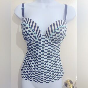 Cleo by Panache Swimsuit Top 28DD 28E Lucille Tankini Nautical 60E 75DD 6DD